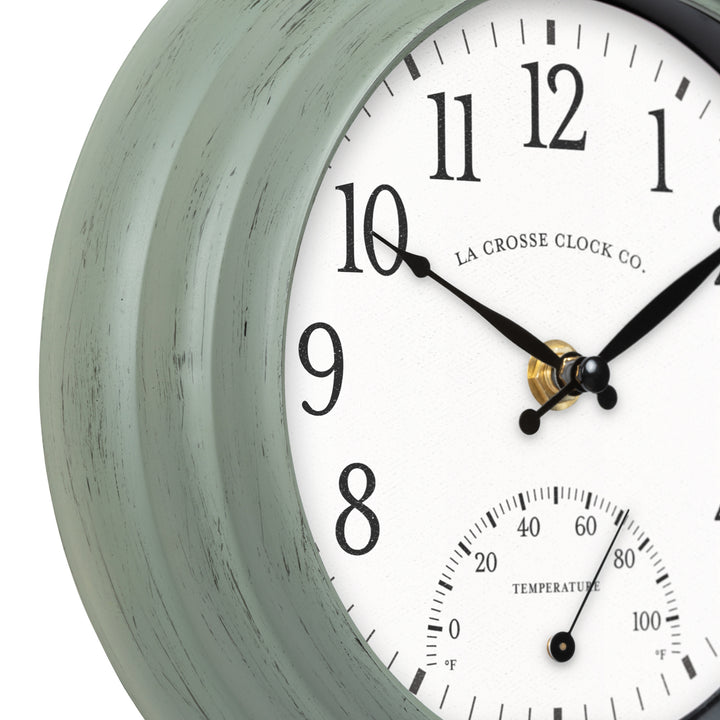 433-3020 8-inch Outdoor Wall Clock with Thermometer
