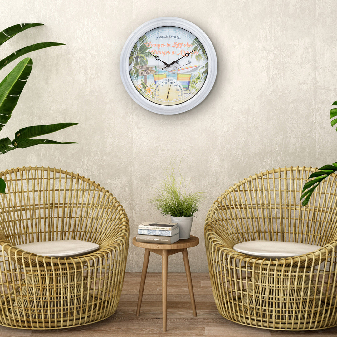 433-3841MV1T 15.75-inch Margaritaville Indoor/Outdoor Wall Clock w/ Te