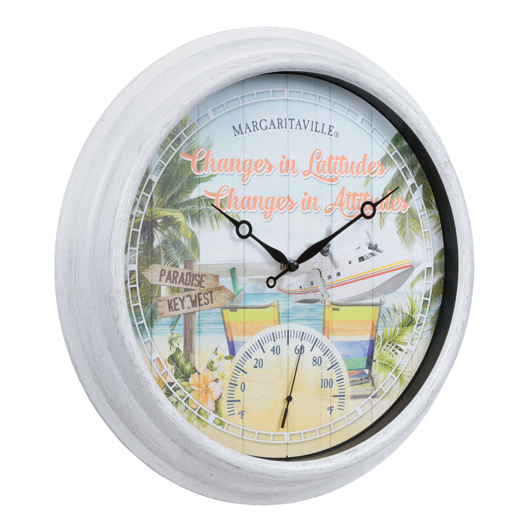 433-3841MV1T 15.75-inch Margaritaville Indoor/Outdoor Wall Clock w/ Te