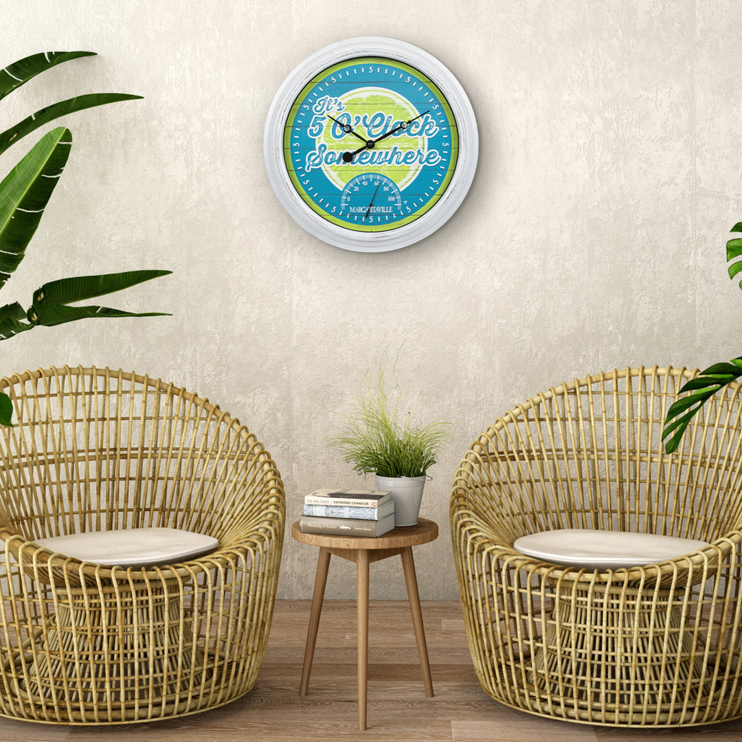 433-3841MV2T 15.75-inch Margaritaville Indoor/Outdoor Wall Clock w/ Te