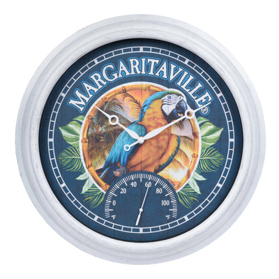 433-3841MV1T 15.75-inch Margaritaville Indoor/Outdoor Wall Clock w/ Temperature