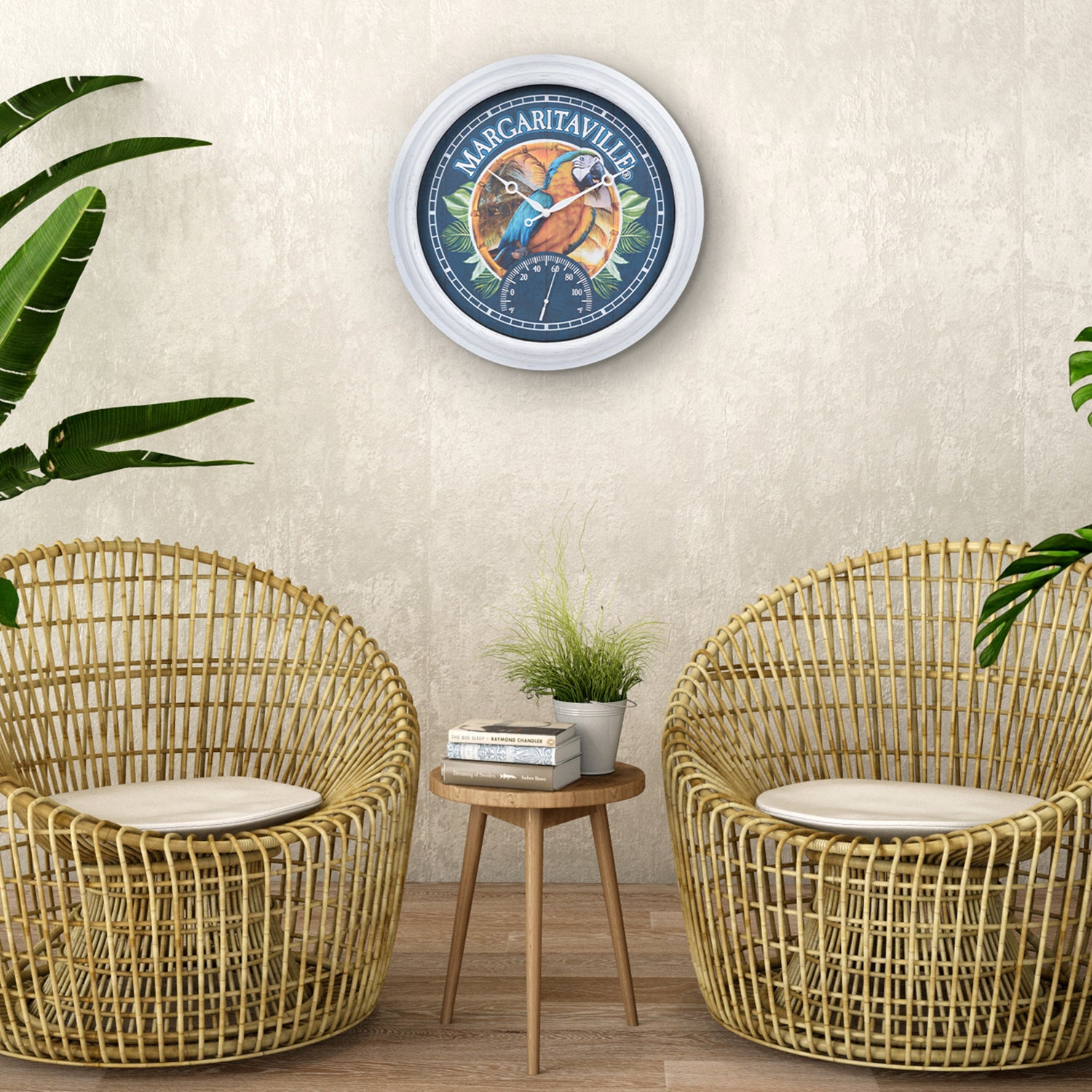 Margaritaville Wall Clock | Outdoor Clock with Temp | La Crosse