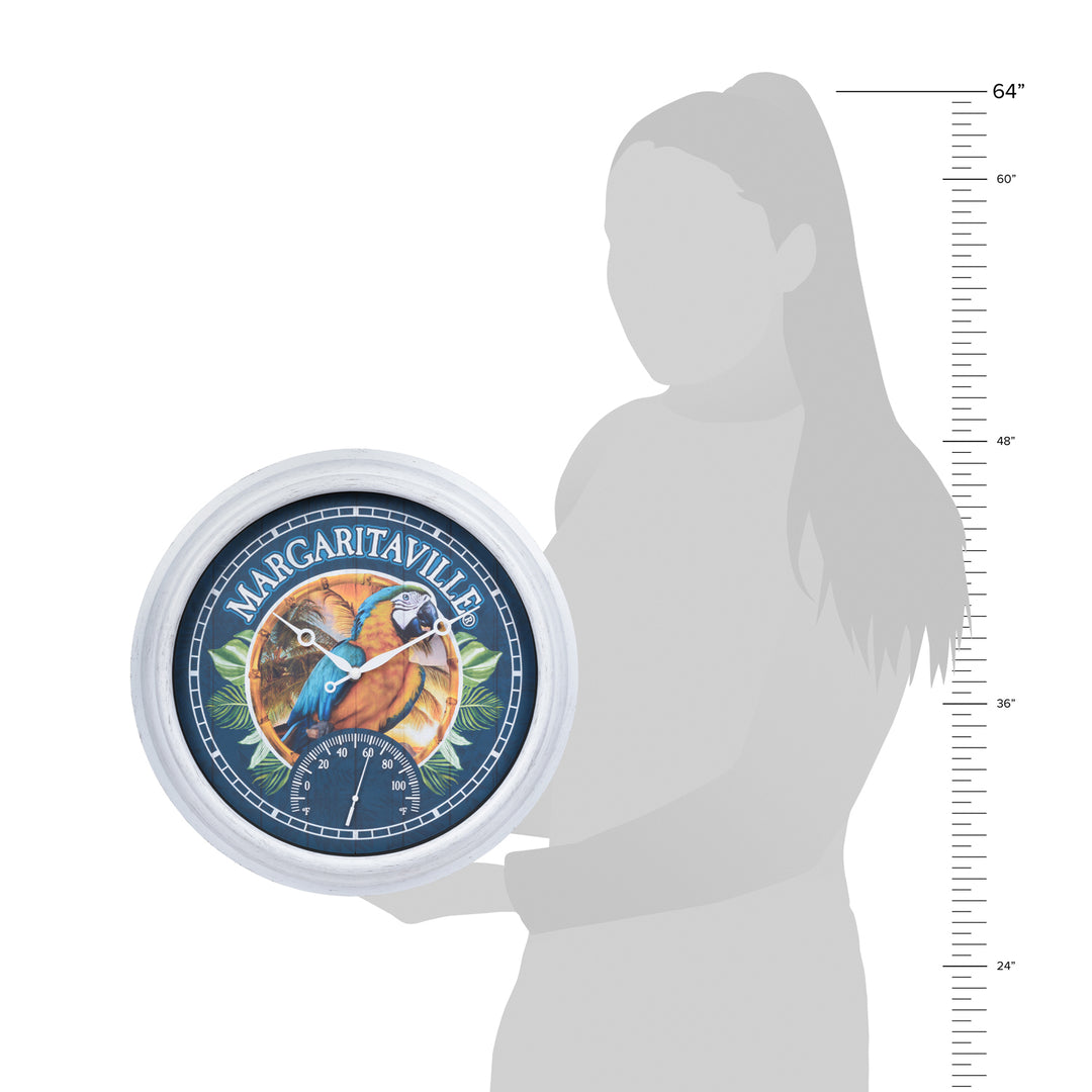 433-3841MV6T 15.75-inch Margaritaville Indoor/Outdoor Wall Clock w/ Te