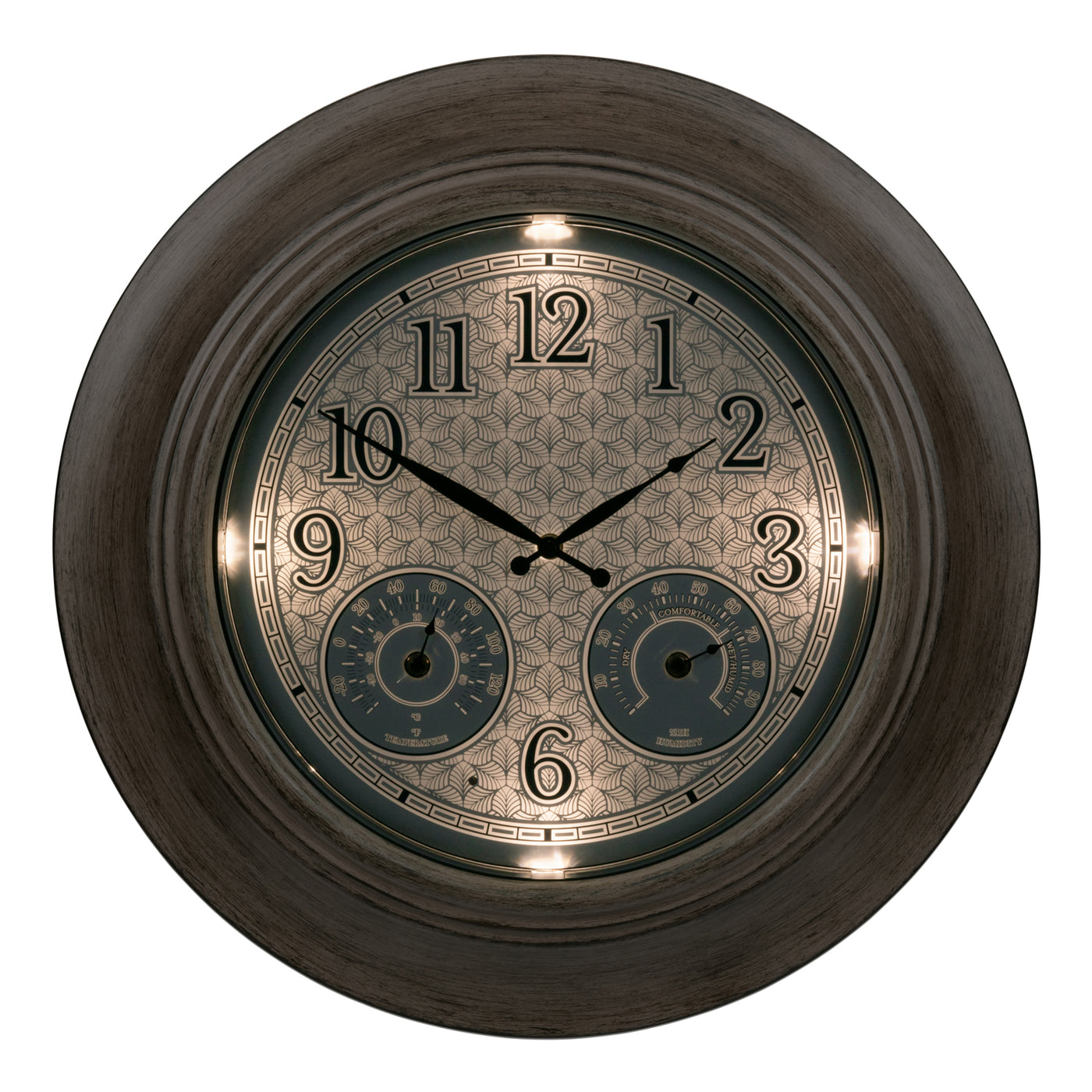 Sunburst 22.5 Indoor/Outdoor Wall Clock with Hygrometer and