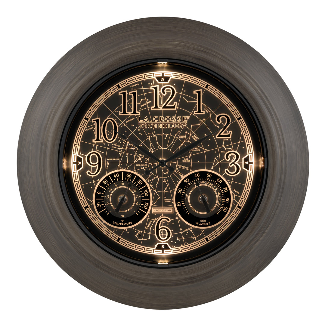 435-3256A-C 21-inch In/Outdoor Lighted Constellation Atomic Wall Clock