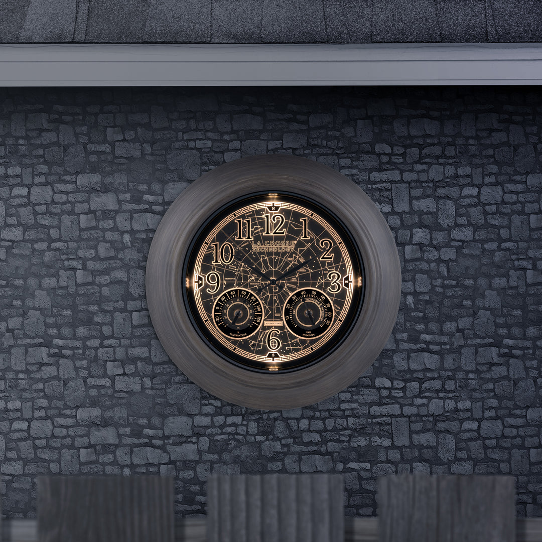 435-3256A-C 21-inch In/Outdoor Lighted Constellation Atomic Wall Clock