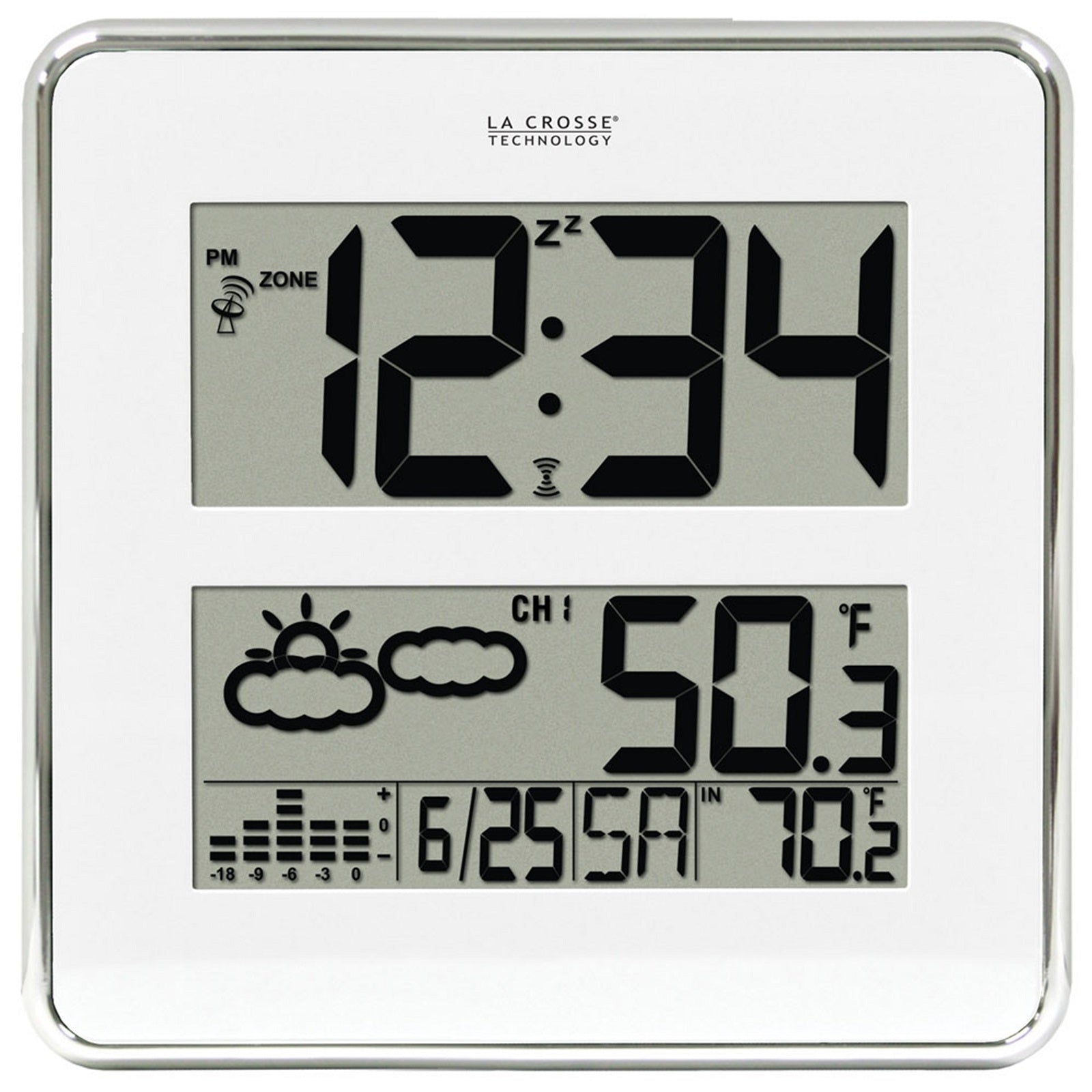 タイムアクセル12:01('93米) 513-1919 Atomic Digital Wall Clock with Indoor/Outdoor Temperature and