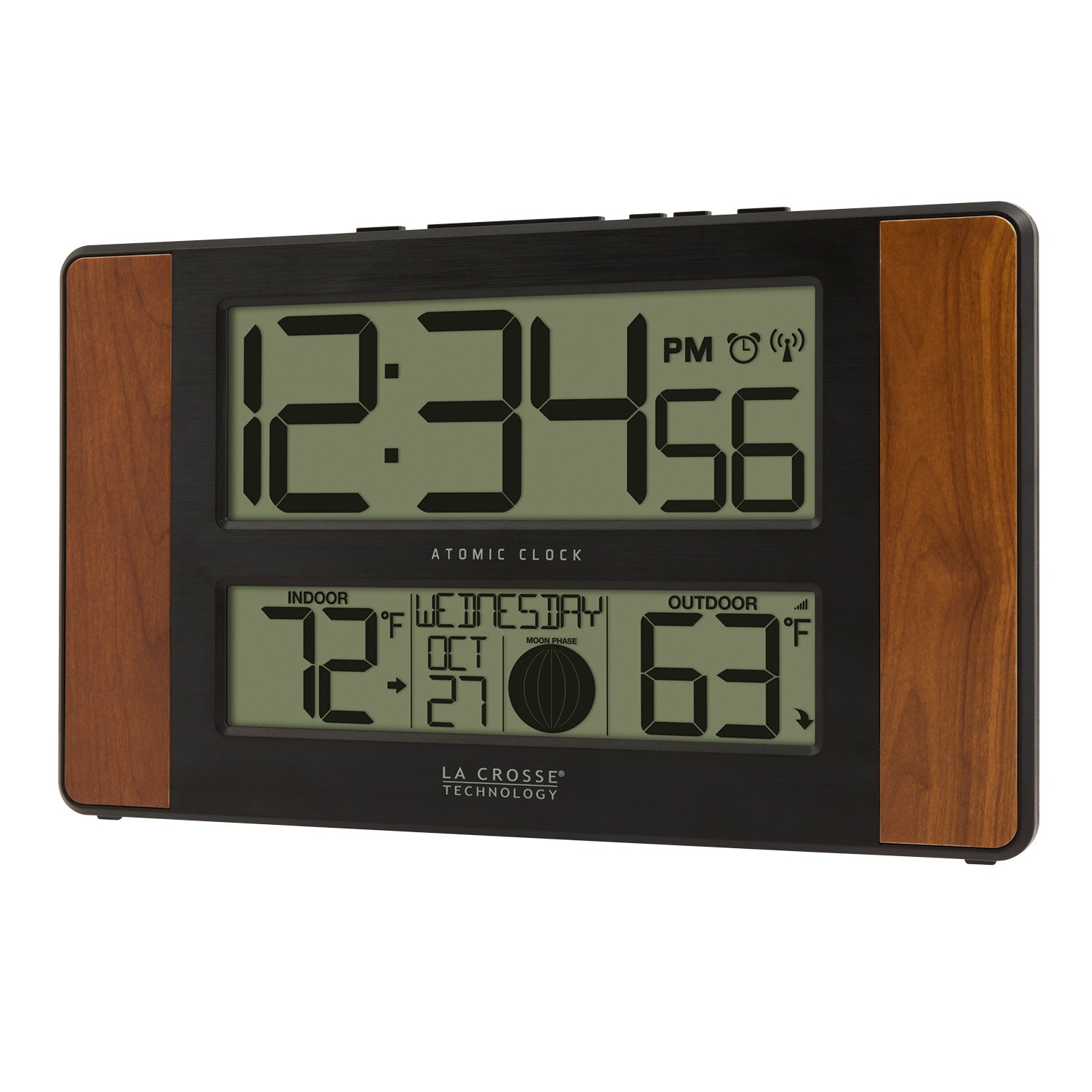 La Crosse Technology 513-1417H-AL Atomic Digital Wall Clock with Indoor Temp & Humidity
