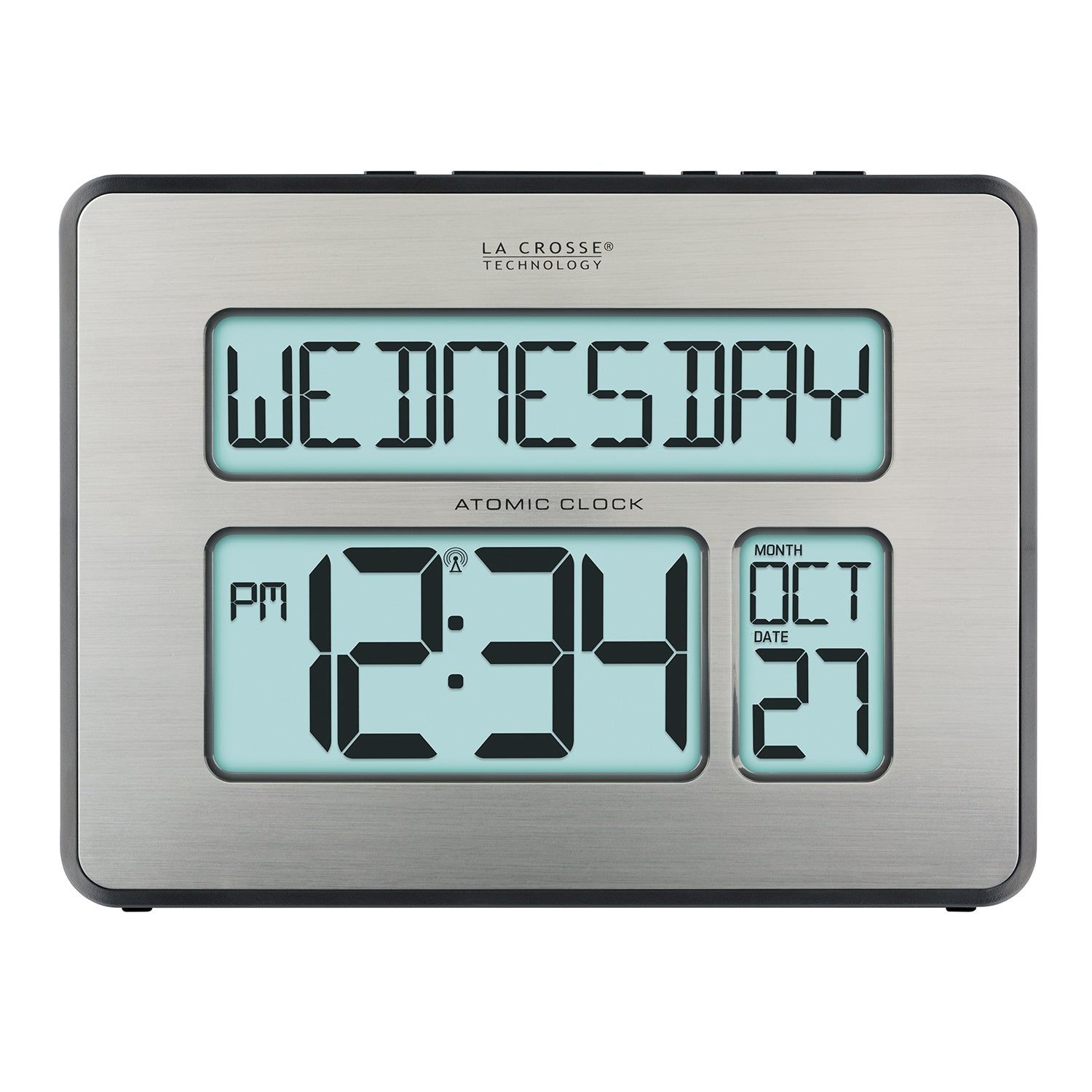 513-149 Atomic Digital Wall Clock with Indoor/Outdoor Temperature