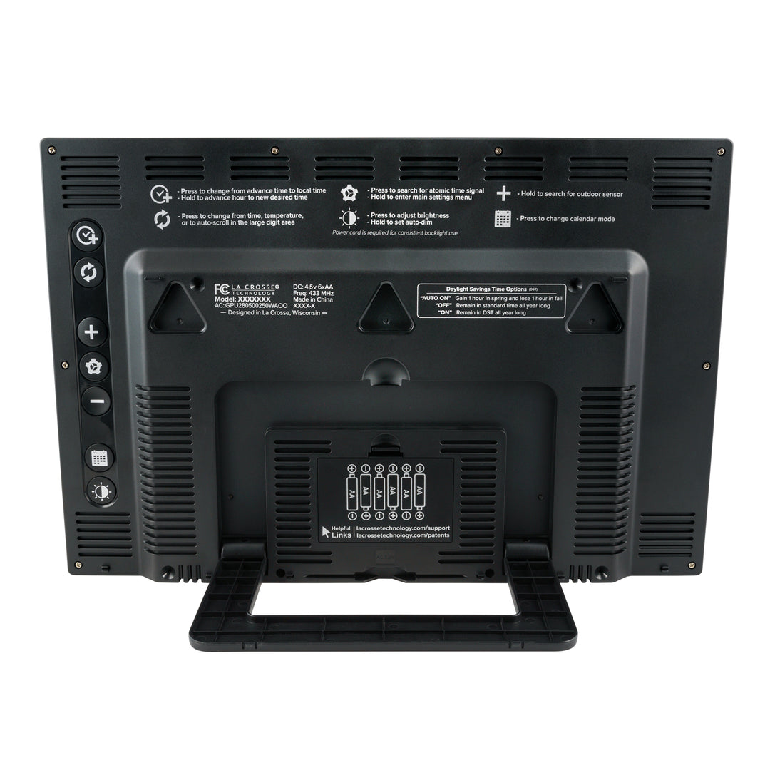 513-1429TH Jumbo Atomic Wall Clock with Outdoor Temp and Humidity