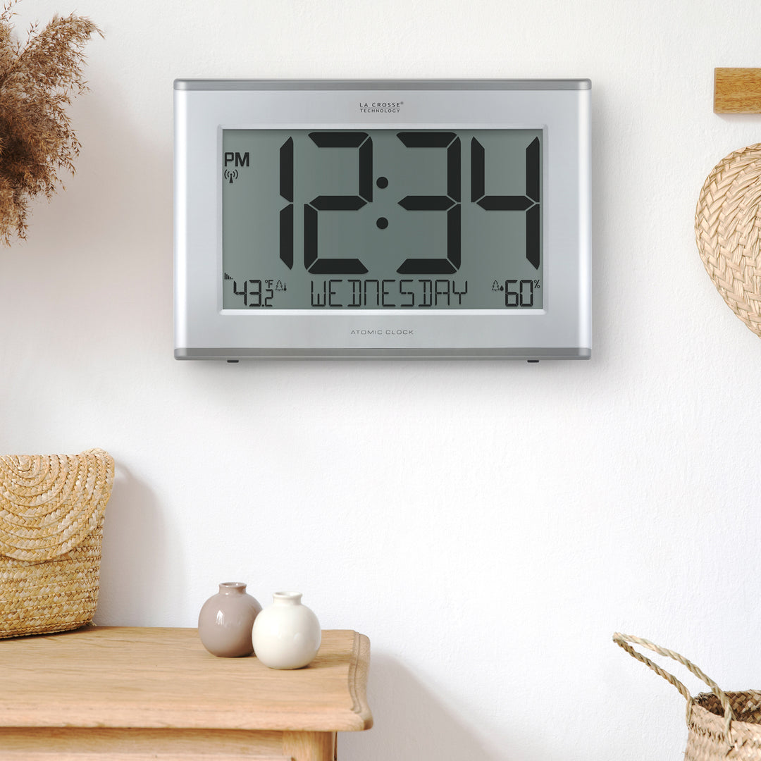 513-1429TH Jumbo Atomic Wall Clock with Outdoor Temp and Humidity