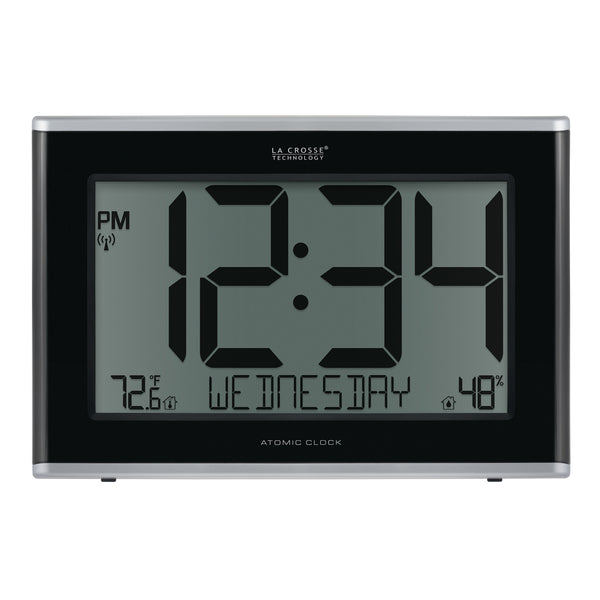 513-1429 Jumbo Atomic Wall Clock with Indoor Temp and