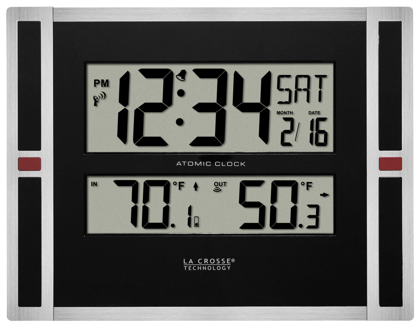 513-149 Atomic Digital Wall Clock with Indoor/Outdoor Temperature – La ...