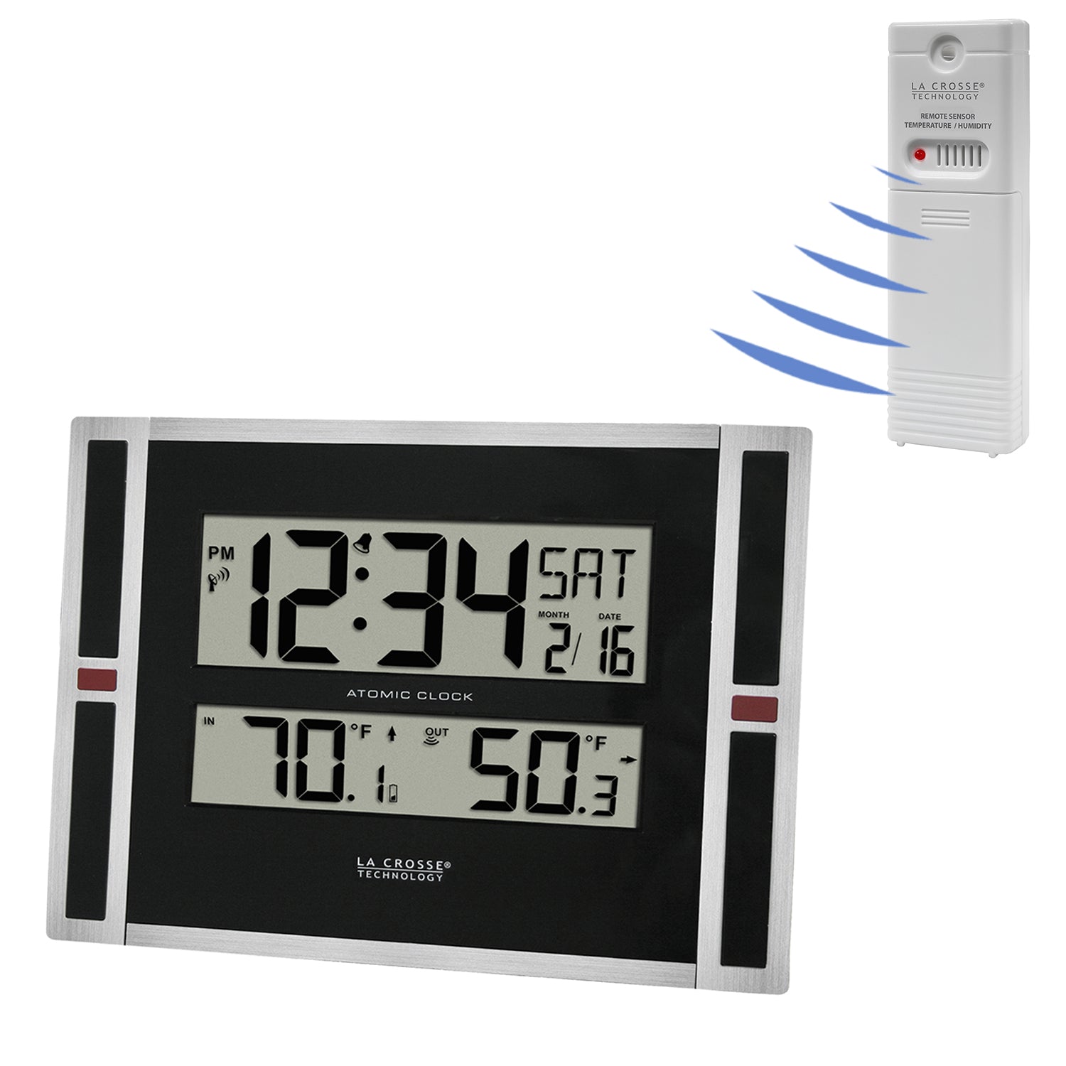 Atomic Digital Wall Clock with Indoor/Outdoor Temperature