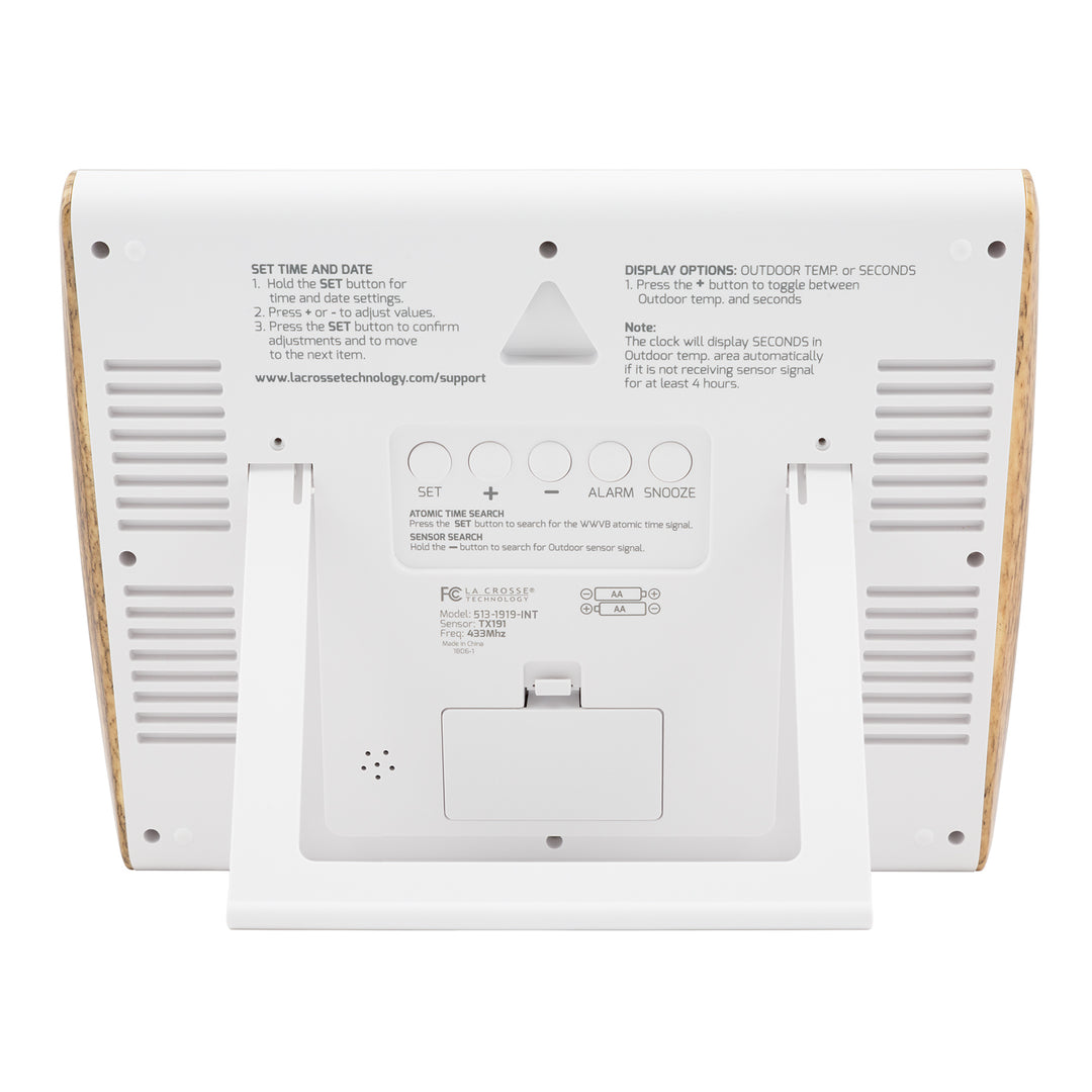 513-1919 Atomic Digital Wall Clock with Indoor/Outdoor Temperature and