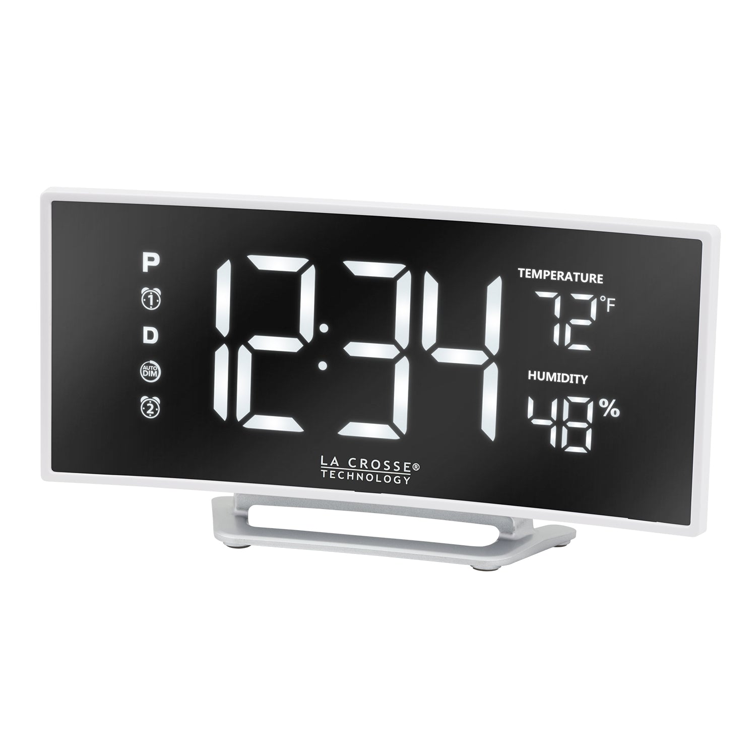 602-249V2 White LED Mirror Alarm Clock