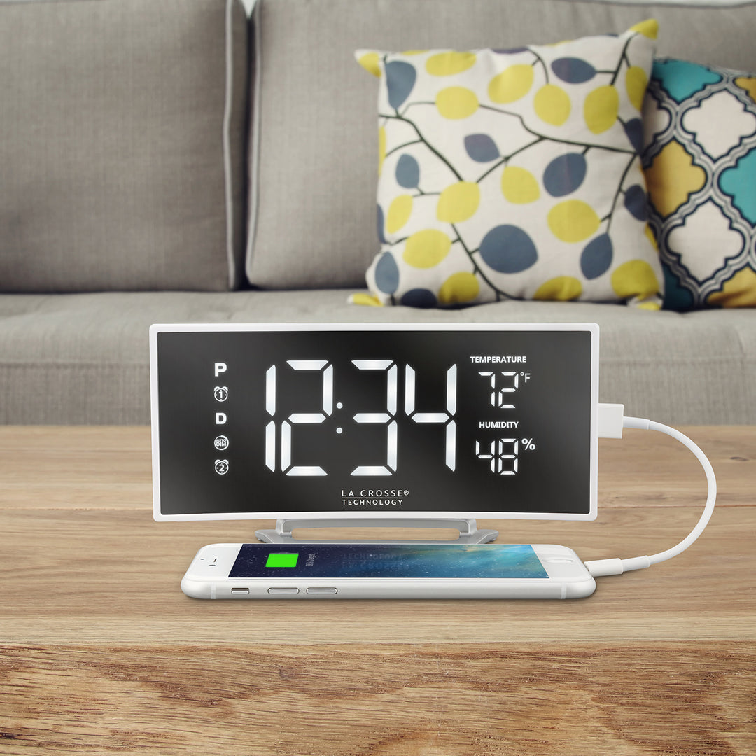 602-249 White LED Mirror Alarm Clock