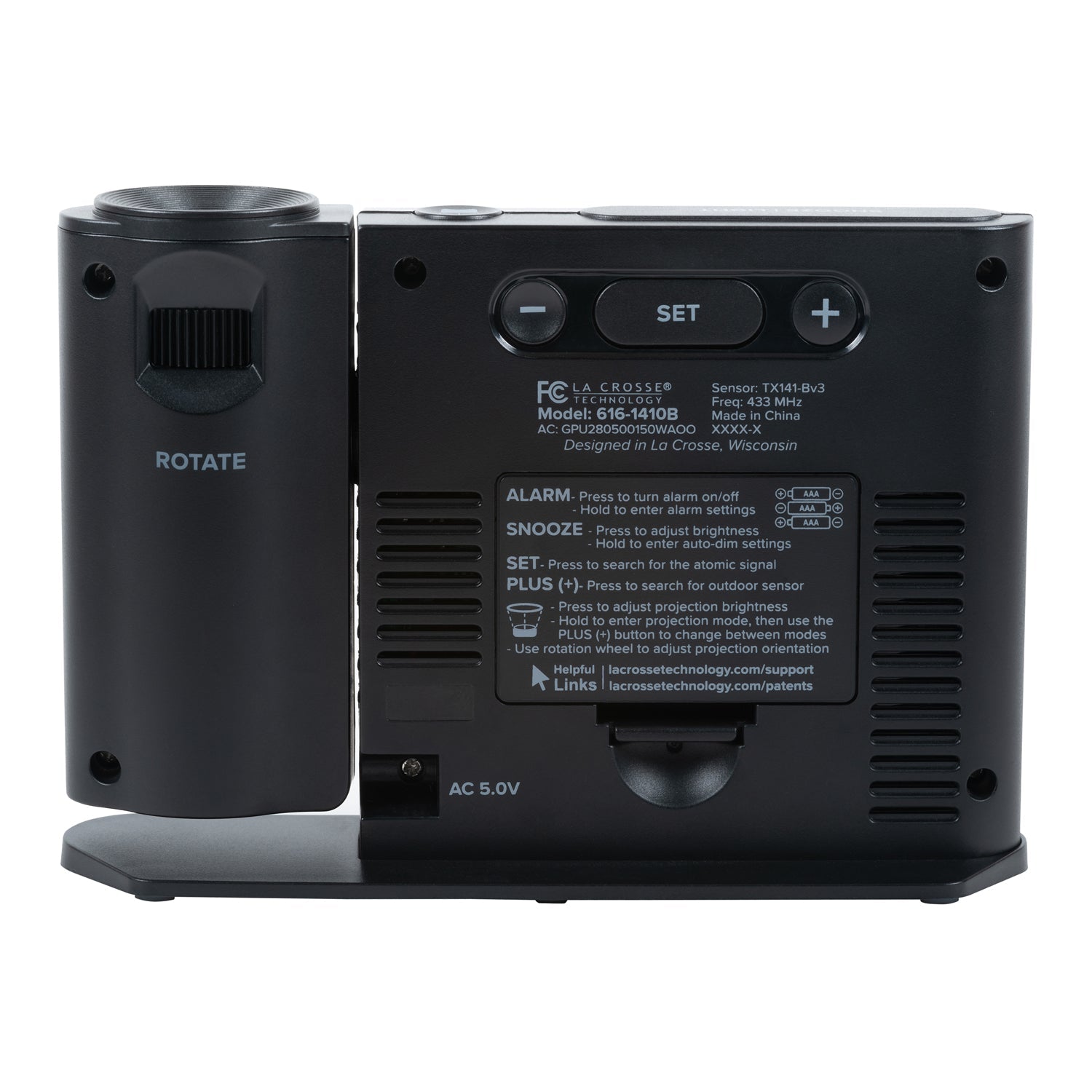 Atomic Projection Alarm Clock with Adjustable Blue Backlight | La