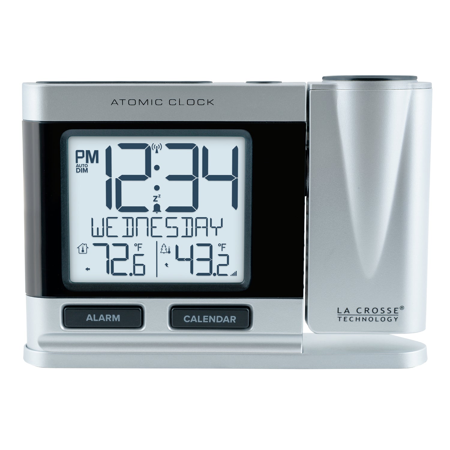 Atomic Projection Alarm Clock | Indoor/Outdoor Temp Gauge | La