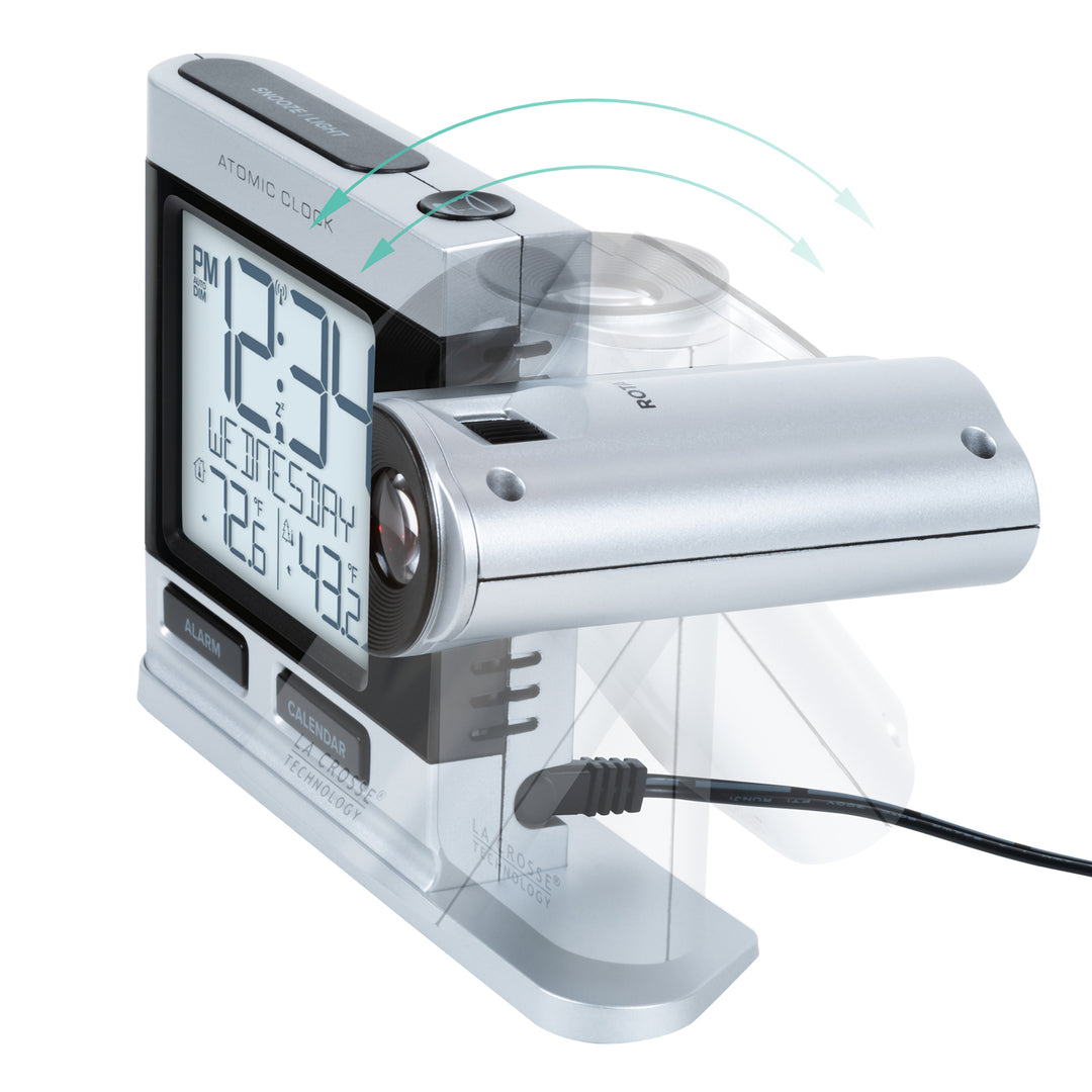 Atomic Projection Alarm Clock | Indoor/Outdoor Temp Gauge | La