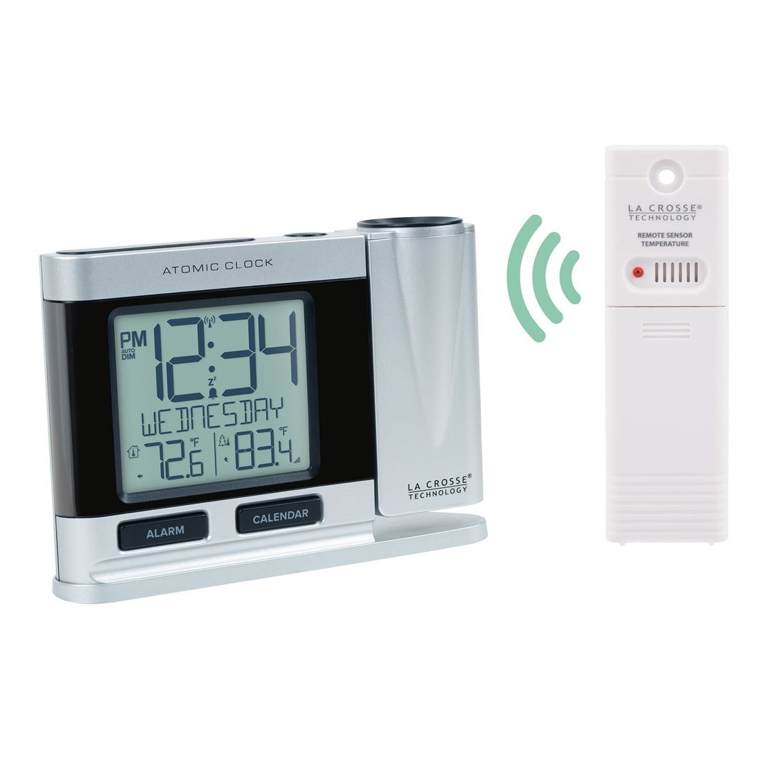 Atomic Projection Alarm Clock | Indoor/Outdoor Temp Gauge | La