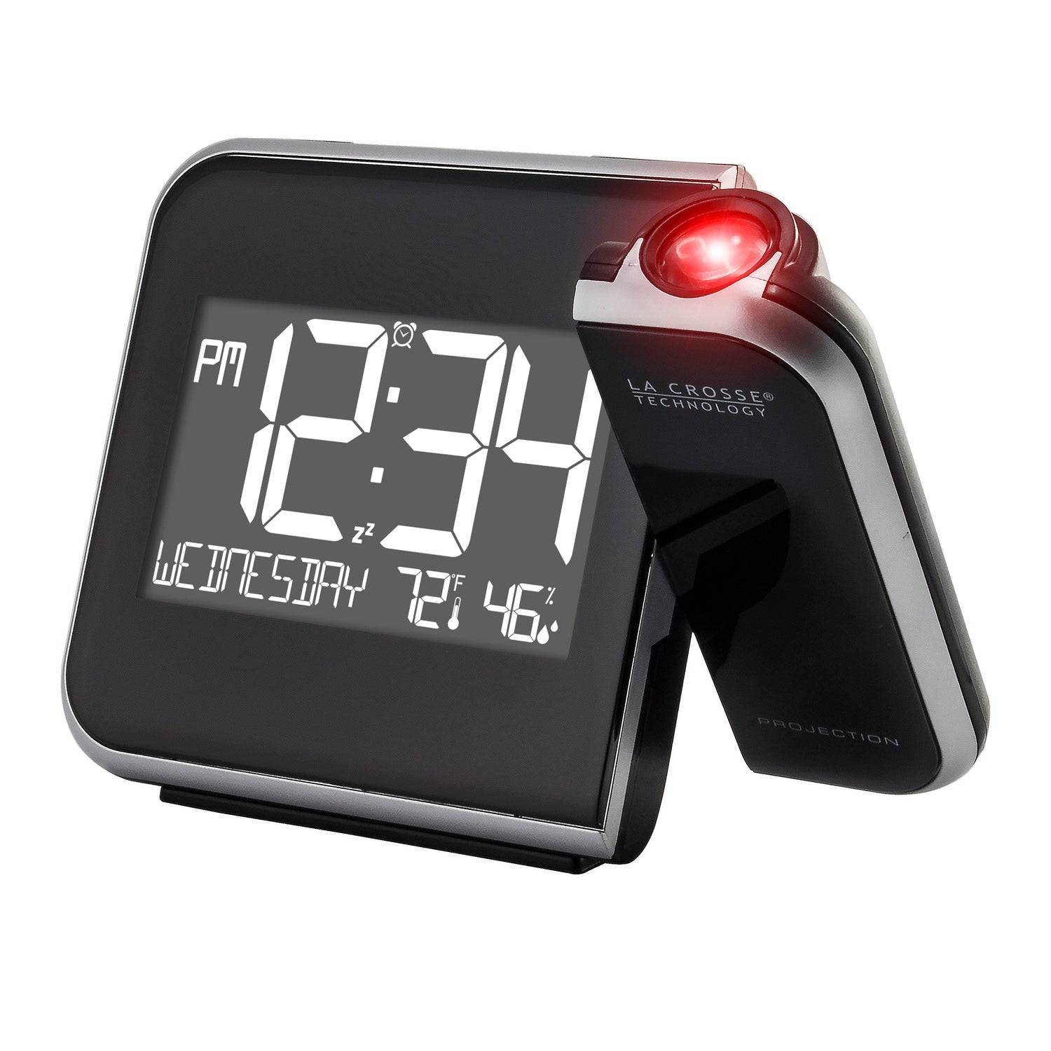 6161412V4 Projection Alarm Clock with Indoor Temp/Humidity and Backli