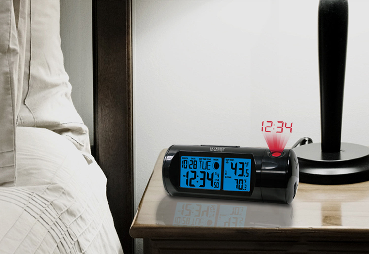 Projection Alarm Clock with Indoor/Outdoor Temperature
