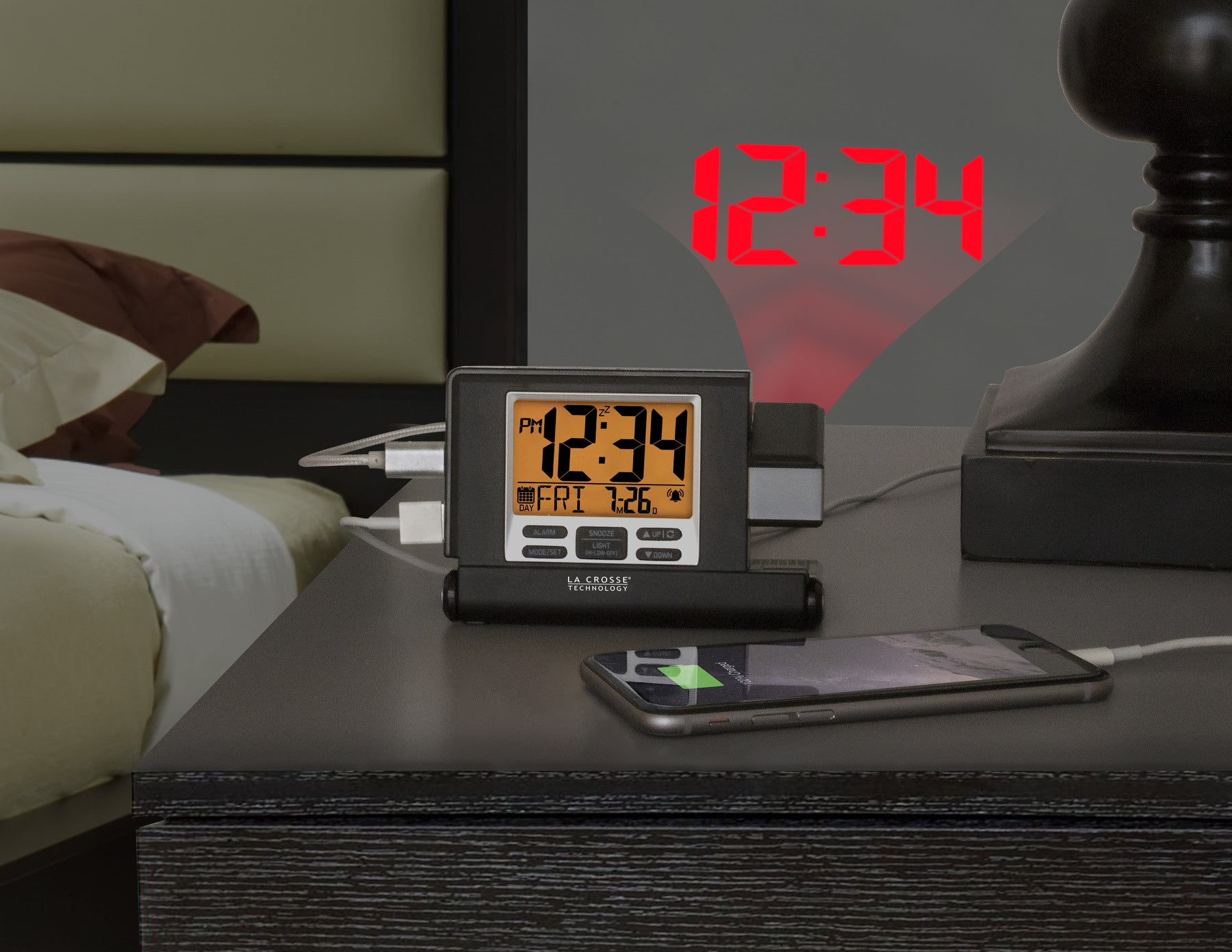 6161908 Travel Projection Alarm Clock La Crosse Technology