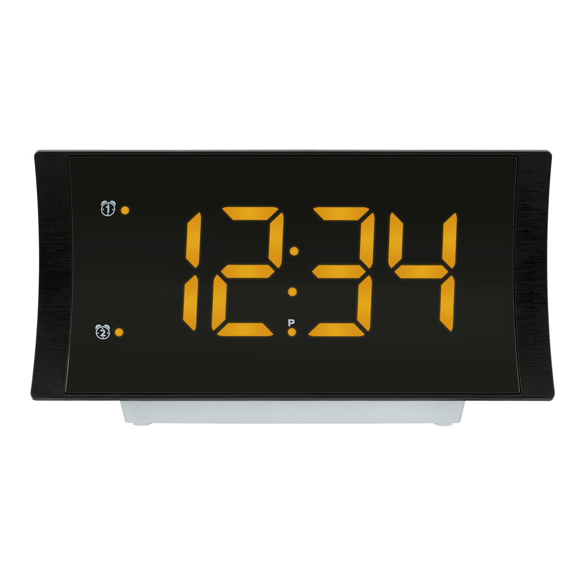 Curved Amber Alarm Clock with Radio and USB Charging