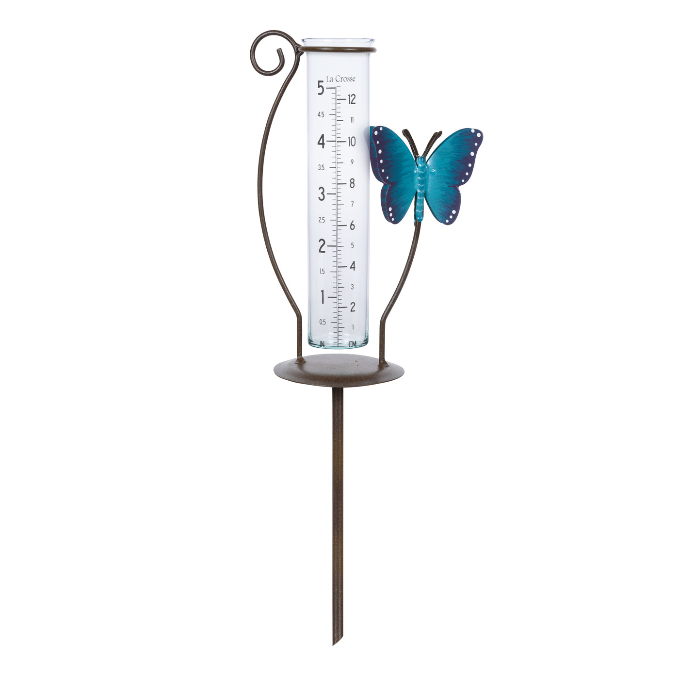 704-4645OR 5 in. Orange Metal Butterfly Rain Gauge