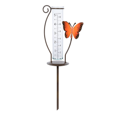 704-4645B 5 in. Blue Metal Butterfly Rain Gauge