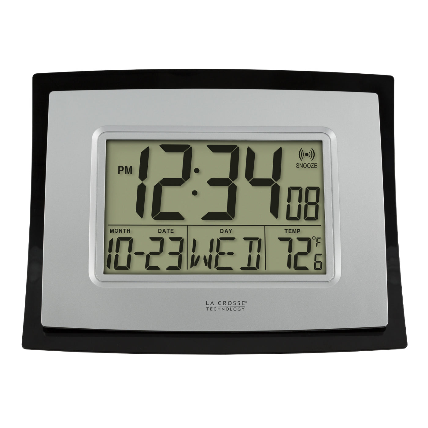 WT-8002UV2-B Digital Wall Clock with Indoor Temp and Calendar