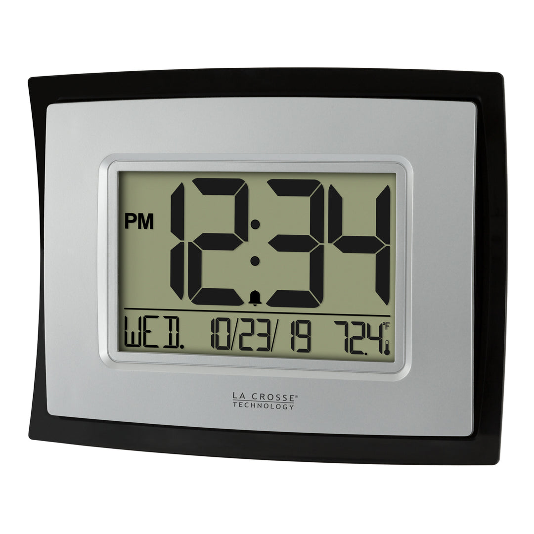 WT-8002UV2-B Digital Wall Clock with Indoor Temp and Calendar