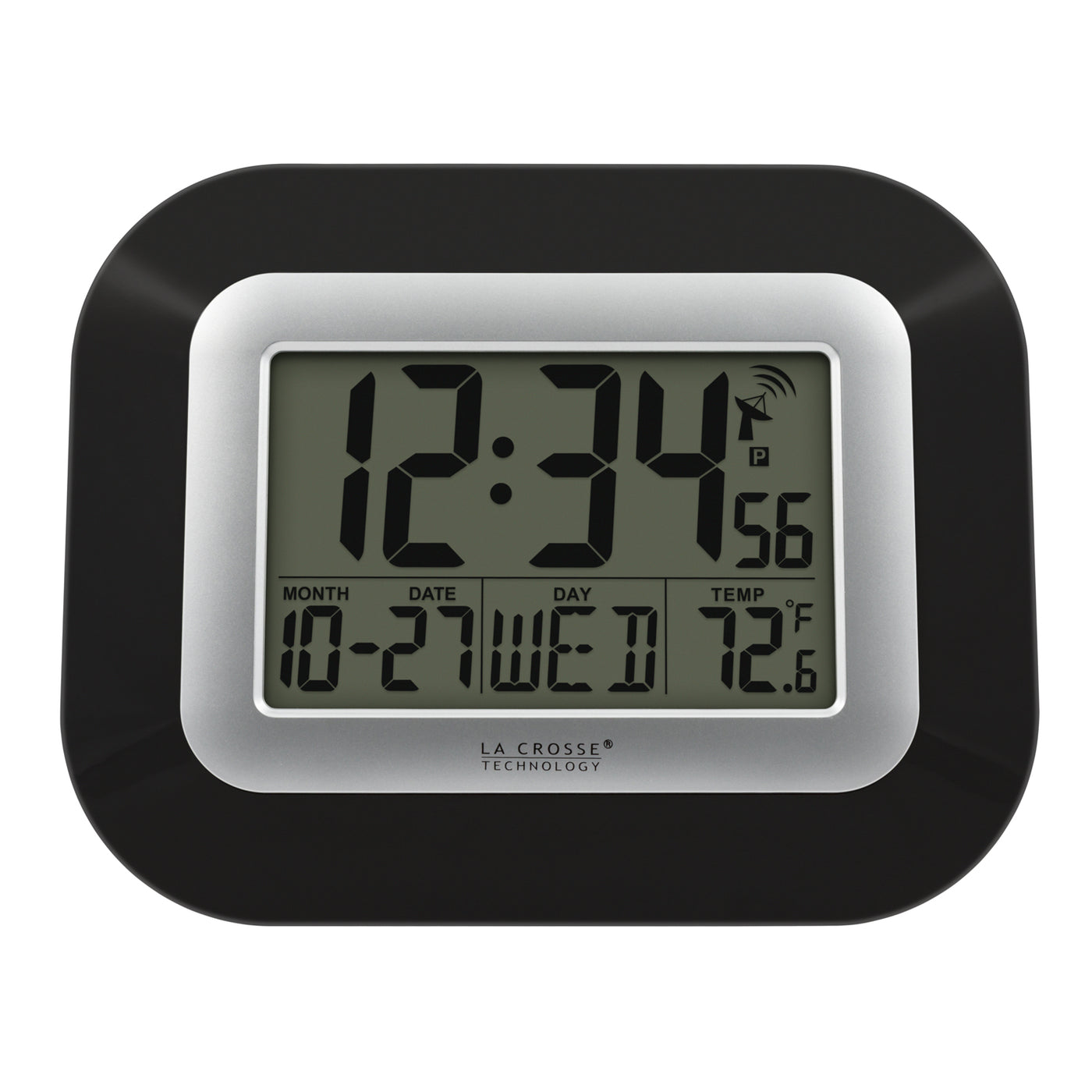 WT-8005U-S Atomic Digital Wall Clock with Indoor Temperature and Date