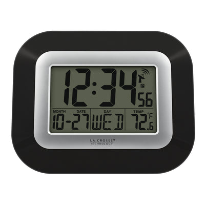 WT-8005U-S Atomic Digital Wall Clock with Indoor Temperature and Date
