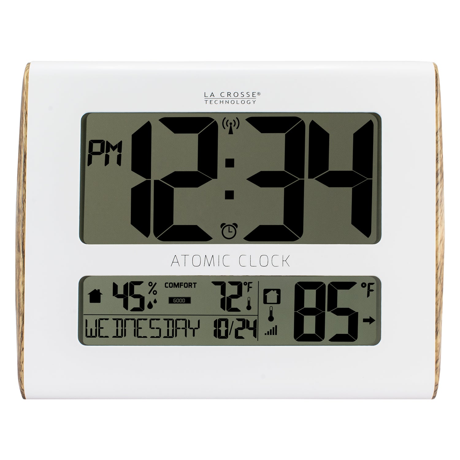 513-1919 Atomic Digital Wall Clock with Indoor/Outdoor Temperature and