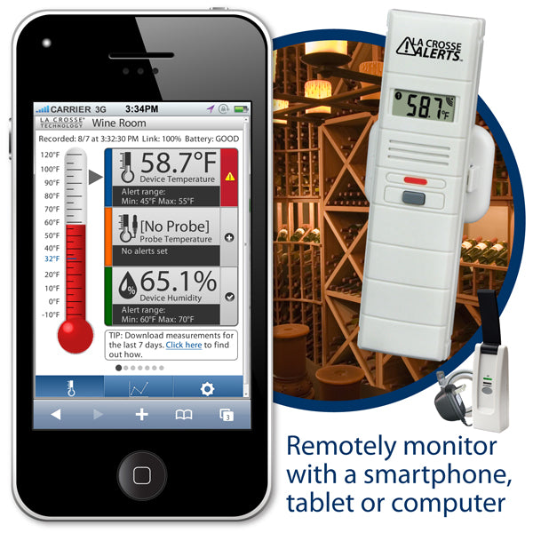 Wine Cellar Temperature and Humidity Monitor and Alert System La Crosse Technology