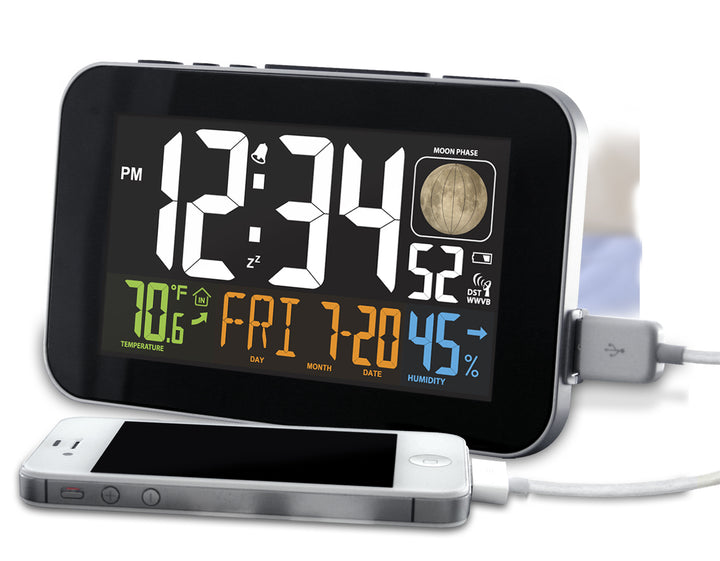 Multi-Color Atomic Alarm Clock with USB Charging & Snooze