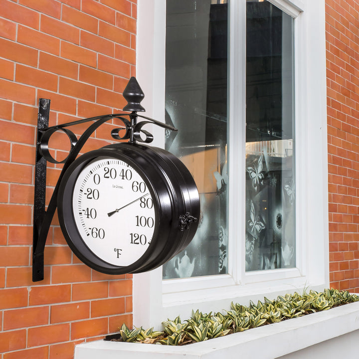 8 inch Outdoor Station Clock - Thermometer