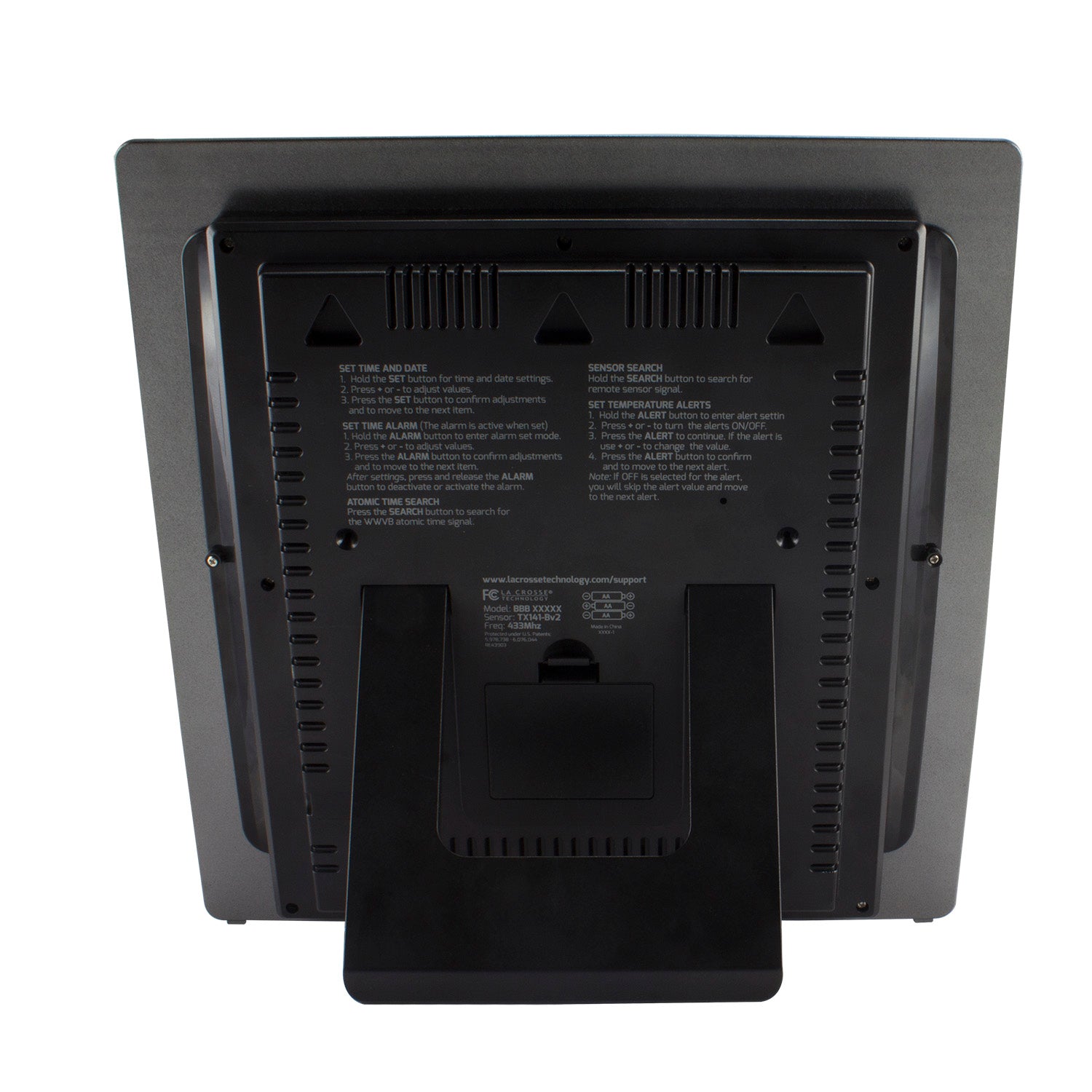 BBB86118 Curved Atomic Wall Clock with Indoor/Outdoor Temperature and