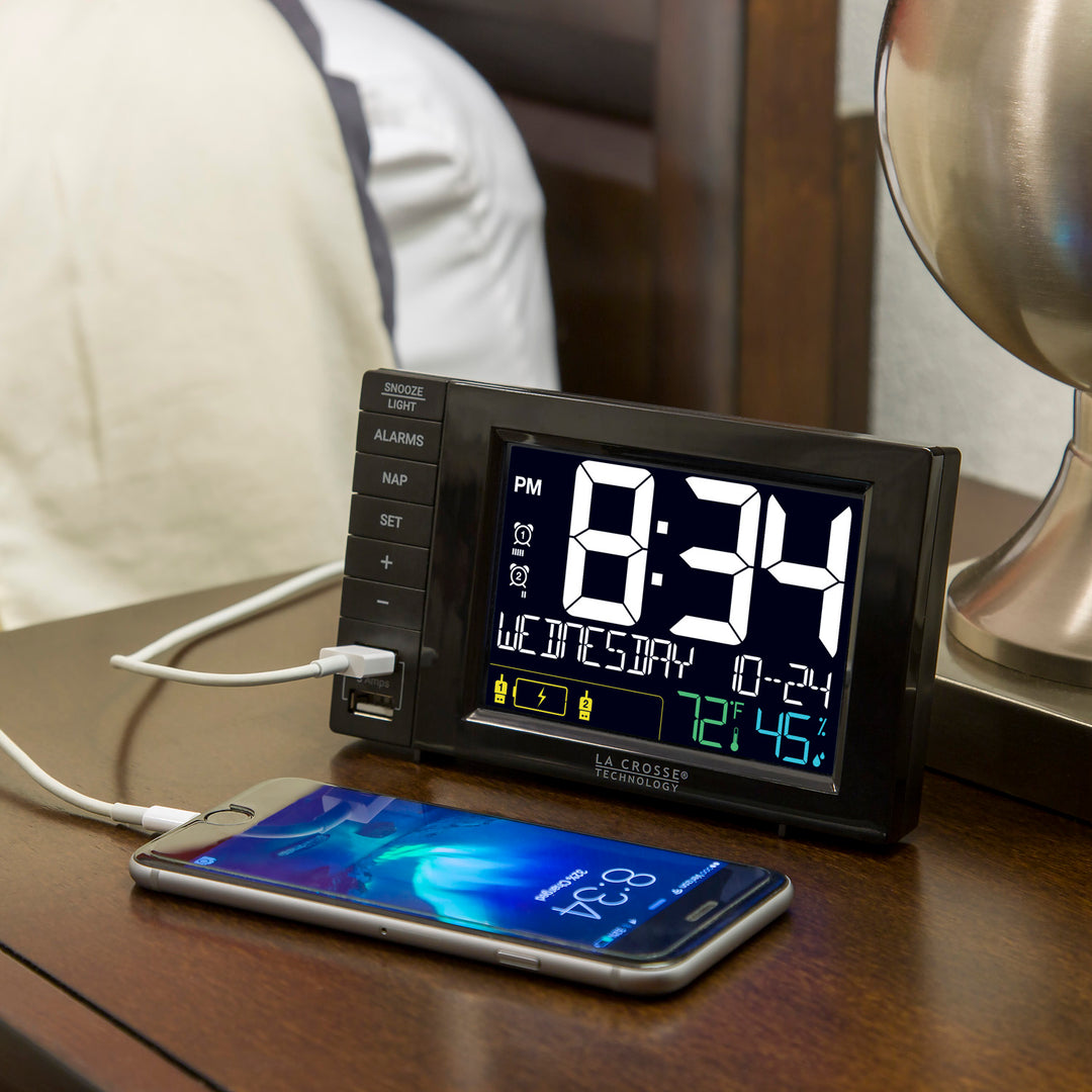 Alarm Clock Charging Station with two USB Charging Ports