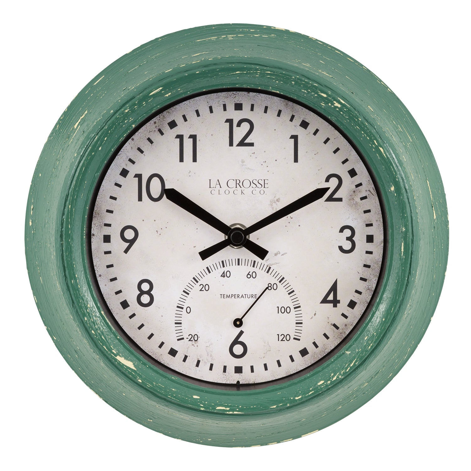 T82394 9 inch In/Outdoor Wall Clock with Temperature