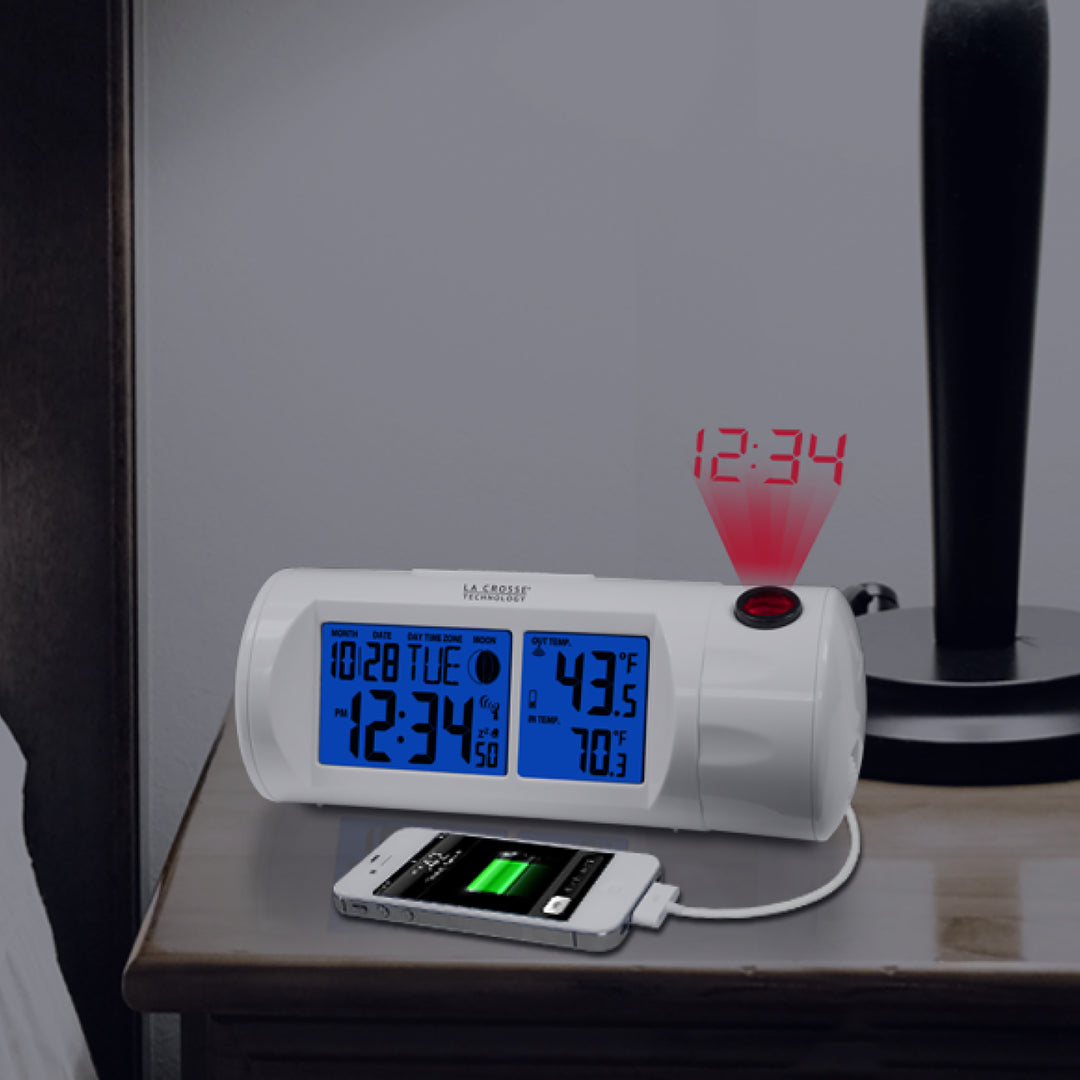 Projection Alarm Clock with Indoor/Outdoor Temperature