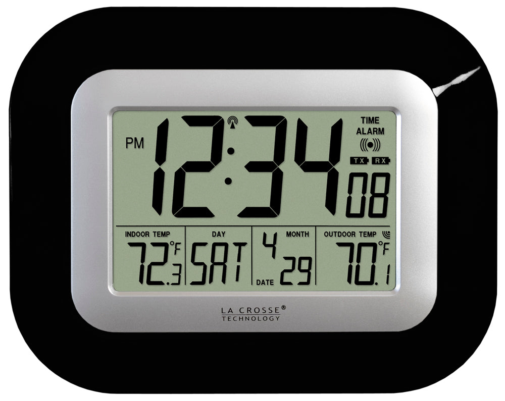 Atomic Digital Wall Clock with Indoor/Outdoor Temperature