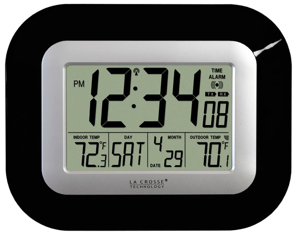 Atomic Digital Wall Clock with Indoor/Outdoor Temperature