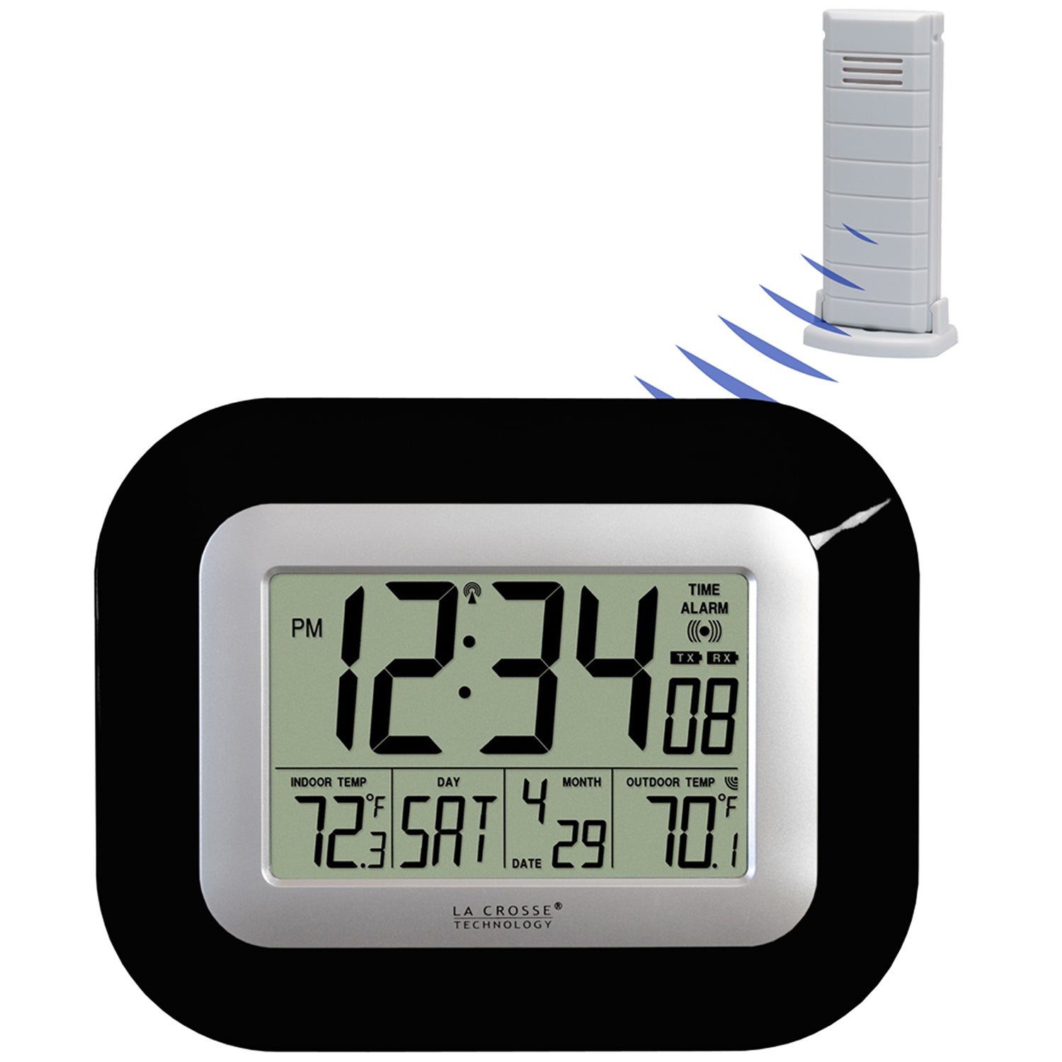 Atomic Digital Wall Clock with Indoor/Outdoor Temperature