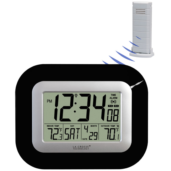Atomic Digital Wall Clock with Indoor/Outdoor Temperature