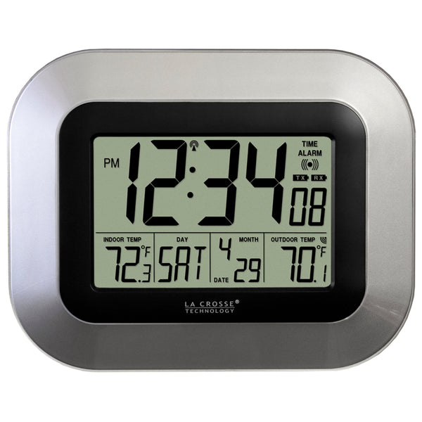 Atomic Digital Wall Clock with Indoor/Outdoor Temperature