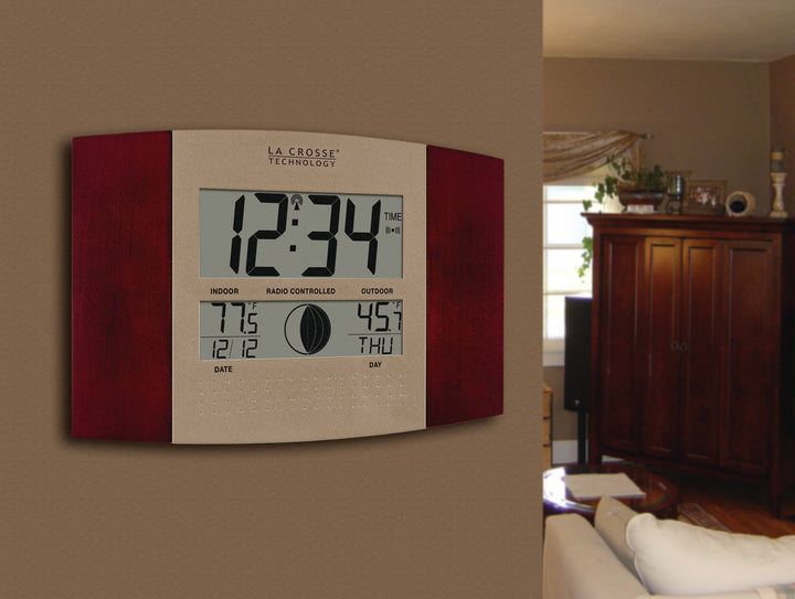 WS-8117U-IT-C Atomic Digital Wall Clock with Moon Phase and
