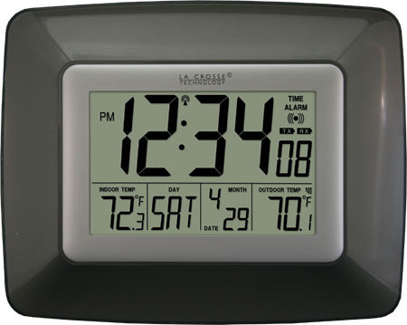 Atomic Digital Wall Clock with Indoor/Outdoor Temperature